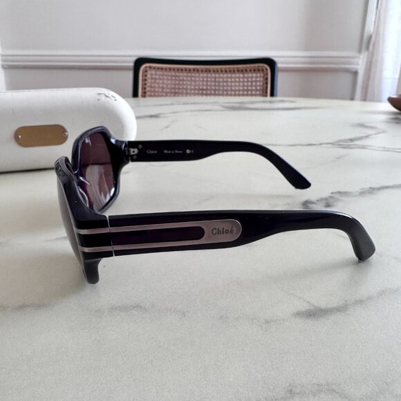 Authentic Chloé Oversized Sunglasses – Geometric Purple Frames main image 6